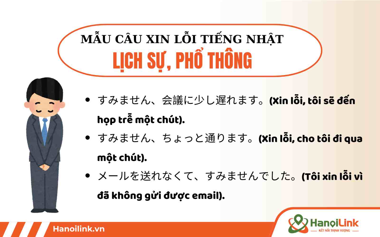 Câu xin lỗi lịch sự trong tiếng Nhật được phổ biến