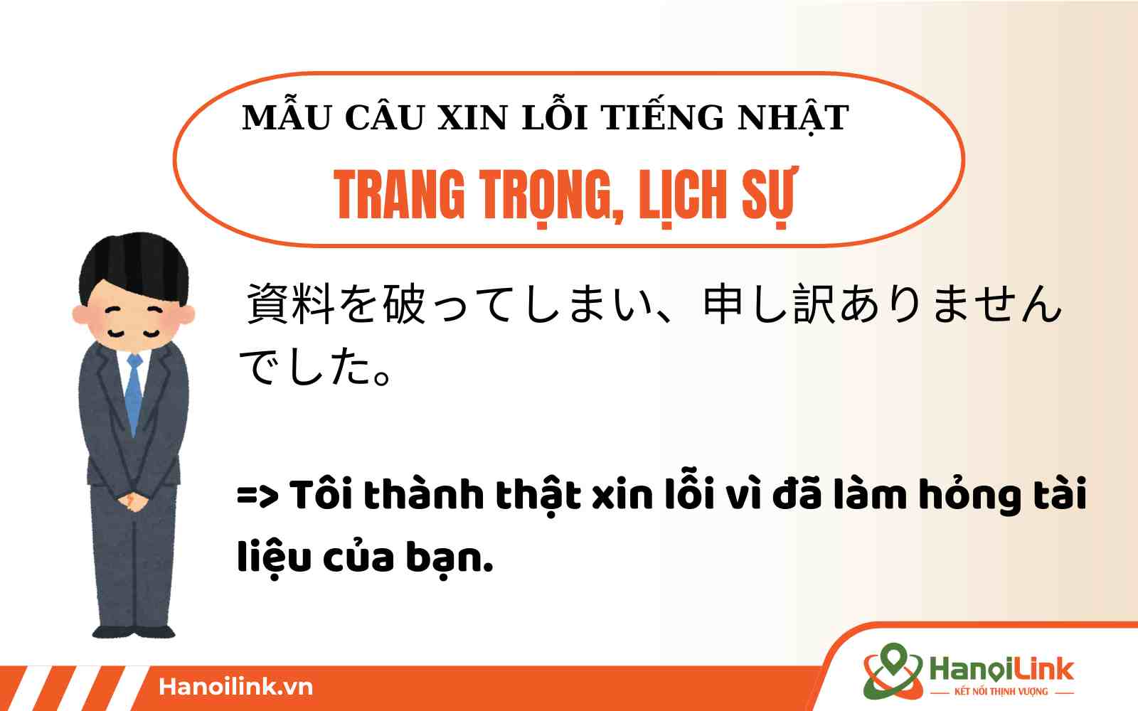 Cách xin lỗi bằng tiếng Nhật trang trọng