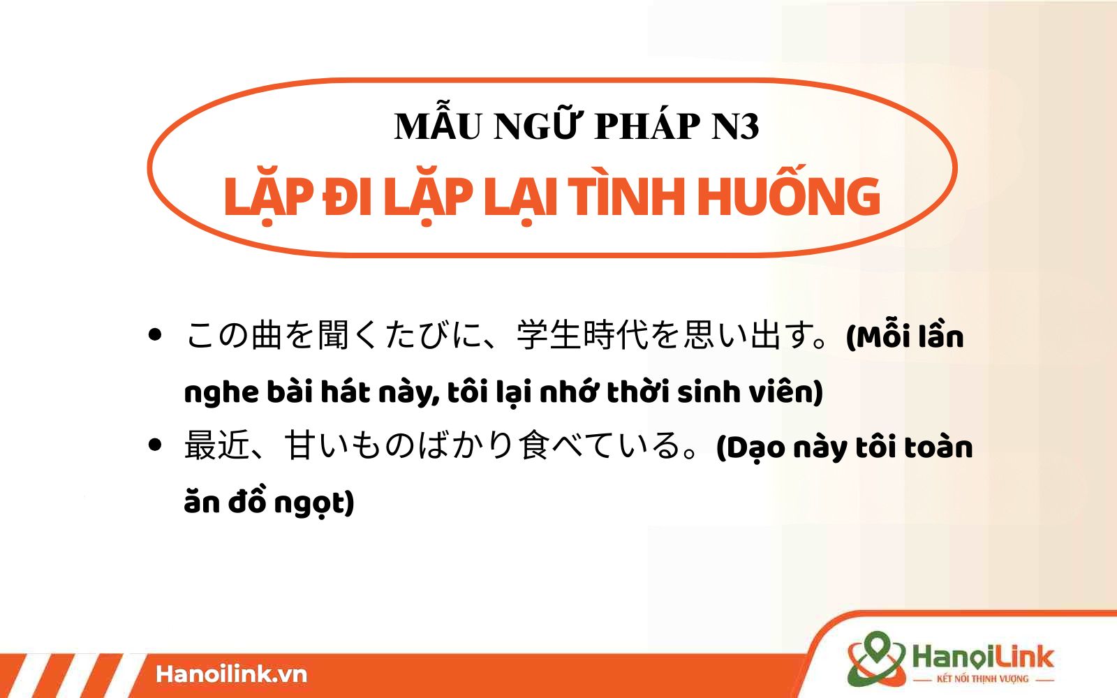 Ví dụ về ngữ pháp N3 JLPT lặp đi lặp lại tình huống