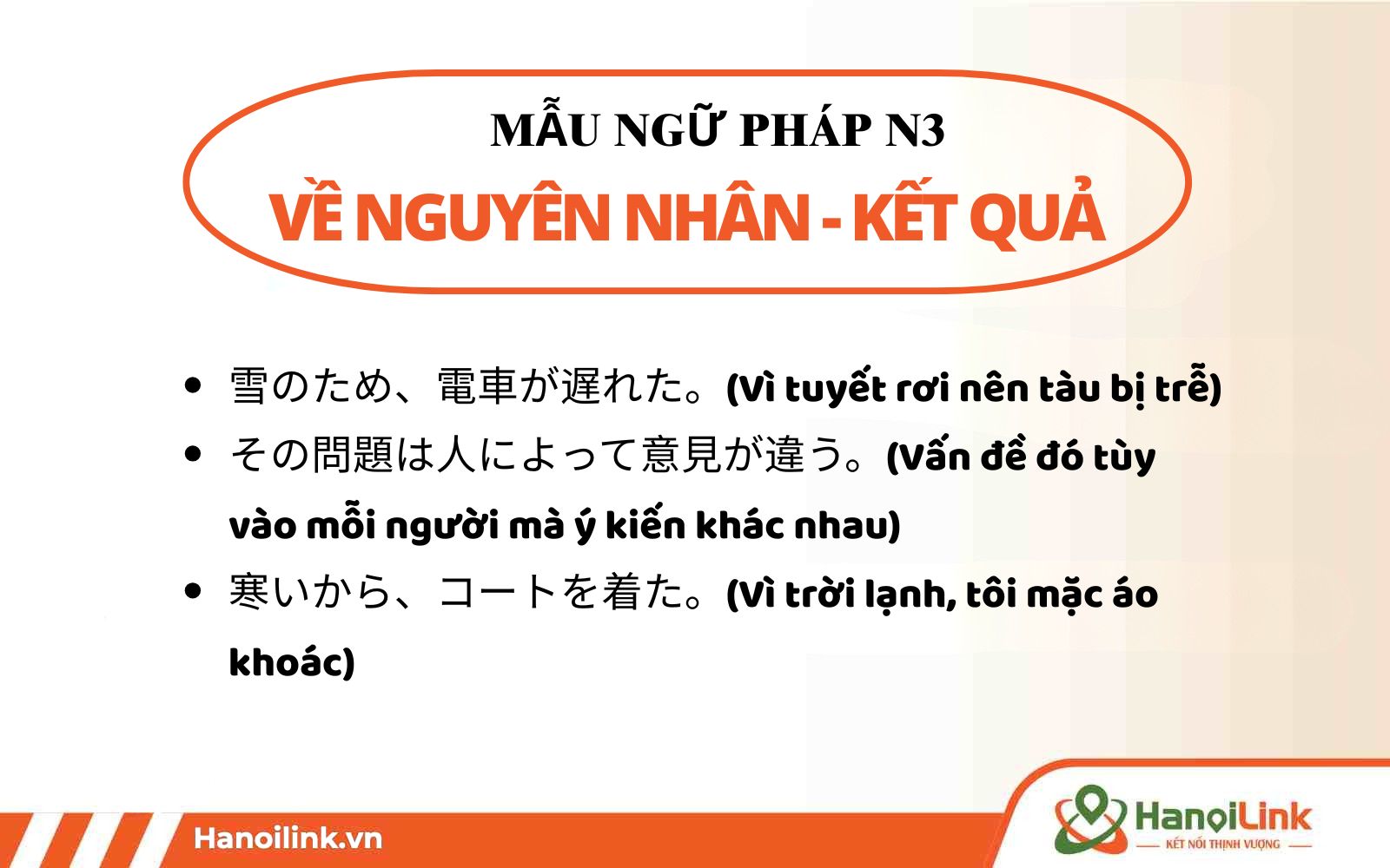 Tổng hợp ngữ pháp n3 dễ nhớ chỉ nguyên nhân - kết quả