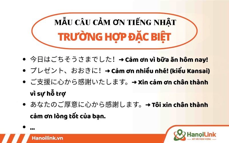 Cách nói cảm ơn tiếng Nhật áp dụng trong tình huống đặc biệt