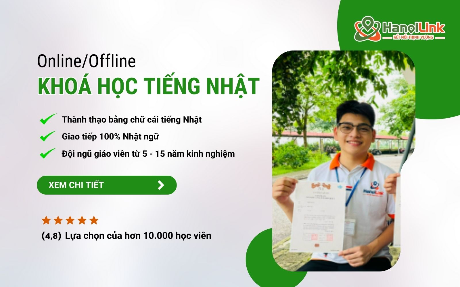 Học thử khóa học tiếng Nhật online/offline tại HanoiLink