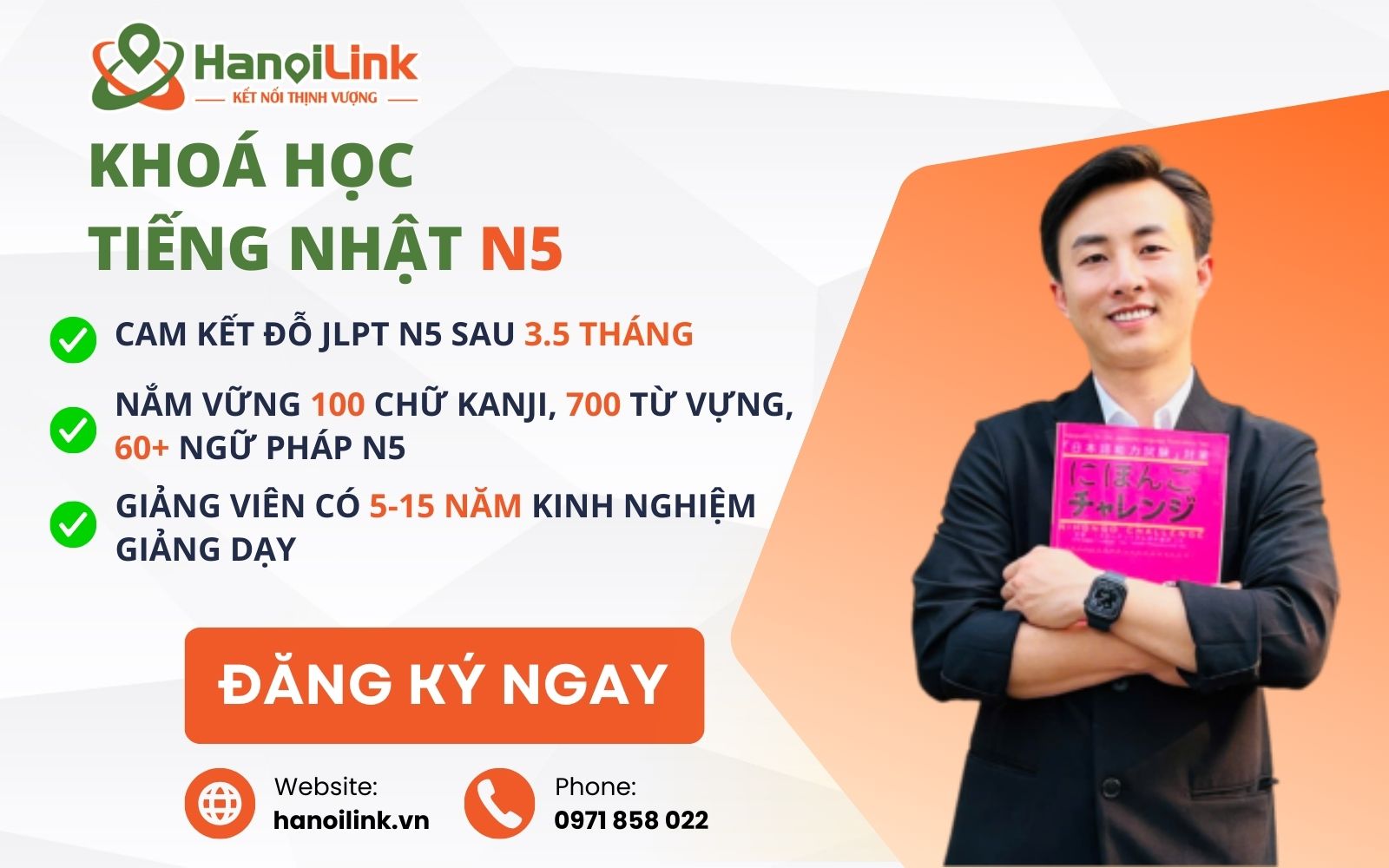 Đăng ký ngay khóa học tiếng Nhật N5 tại HanoiLink