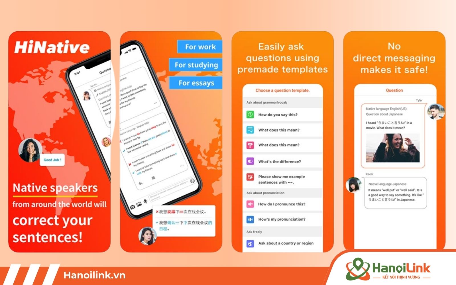 HiNative - App học tiếng Nhật cơ bản trên điện thoại, máy tính