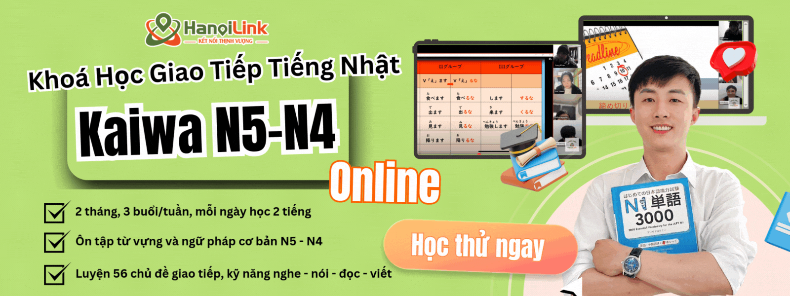 Banner đăng ký khoá học Kaiwa N5- N4
