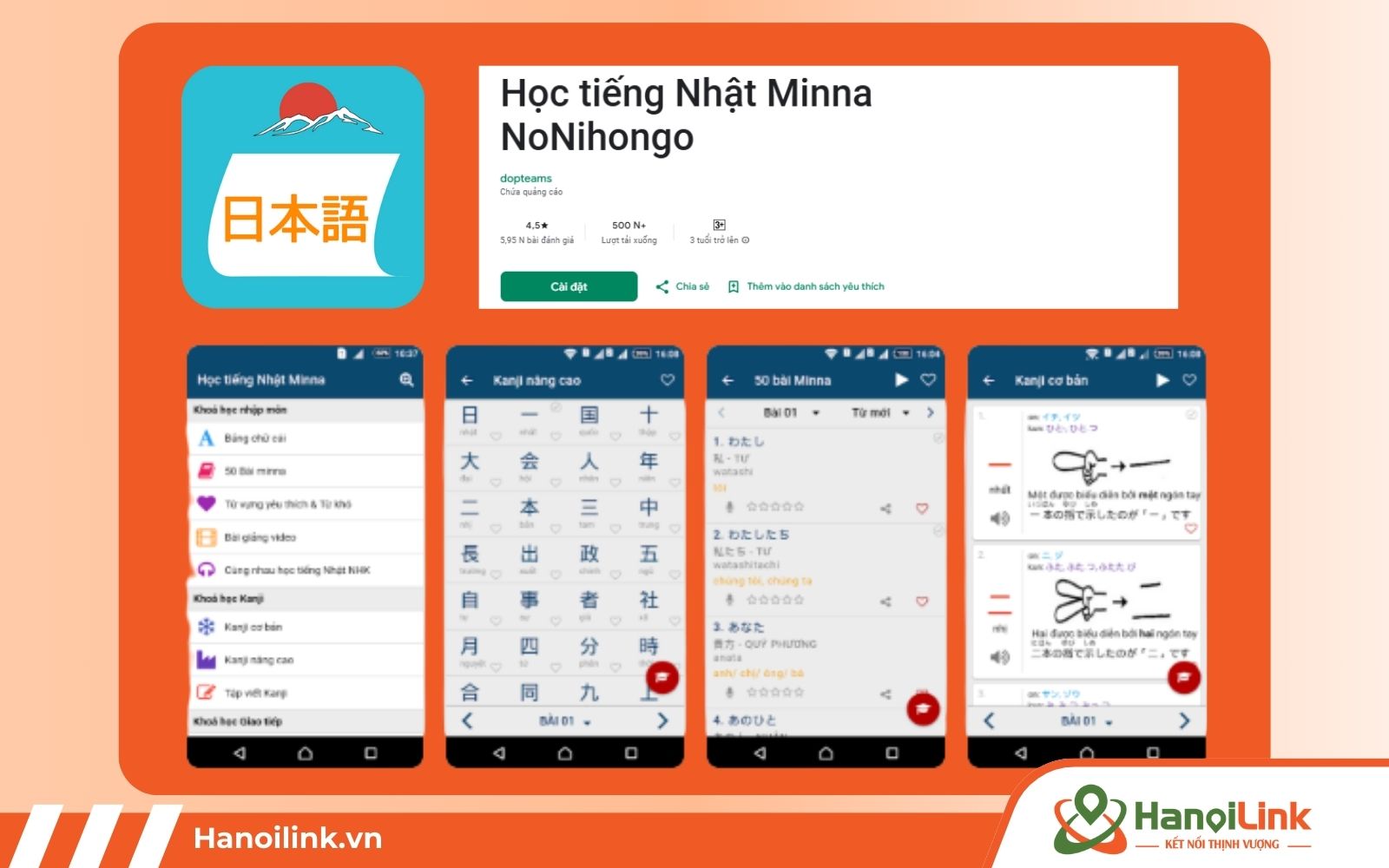 App học tiếng Nhật hiệu quả cho người mới Minna no Nihongo
