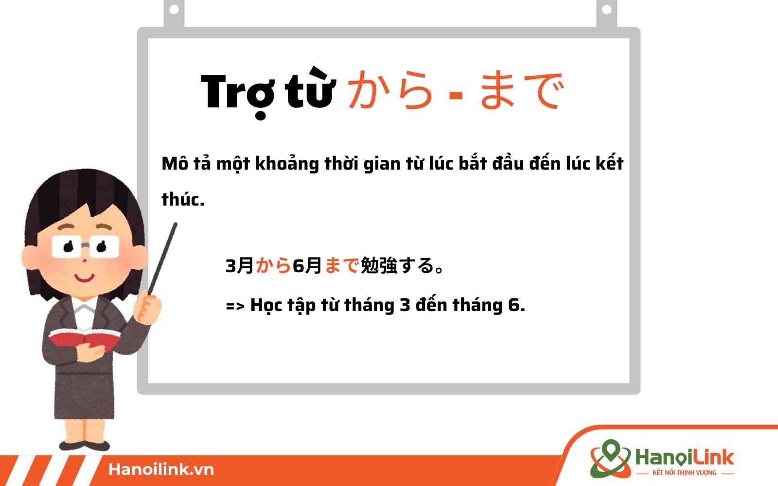 trợ từ “kara ~ made” biểu thị thời gian bắt đầu và kết thúc trong tiếng Nhật