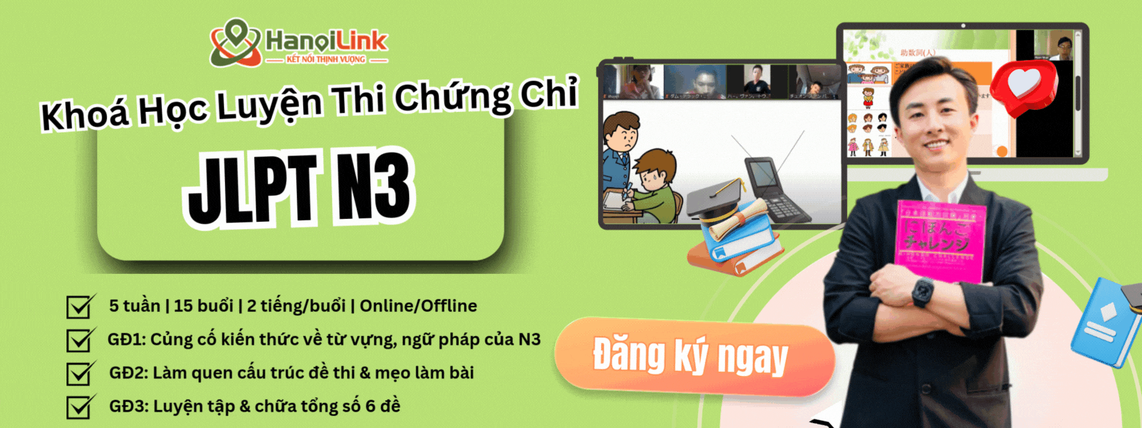 Đăng ký ngay khoá luyện thi tiếng Nhật N3