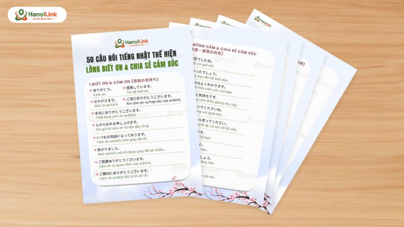 Cẩm nang “50 câu nói tiếng Nhật thể hiện lòng biết ơn & chia sẻ cảm xúc”