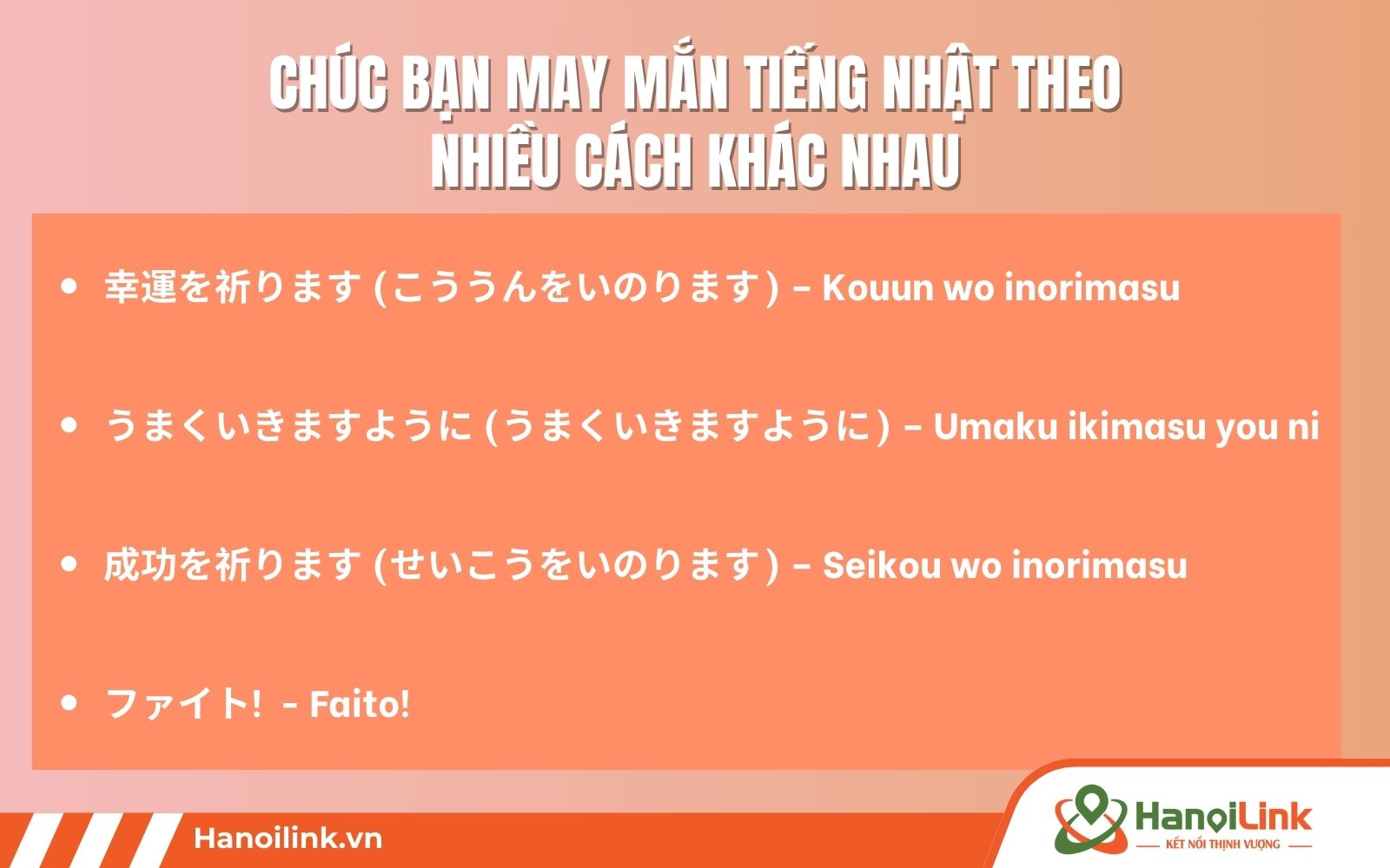 Một số mẫu chúc may mắn bằng tiếng Nhật theo nhiều cách khác nhau