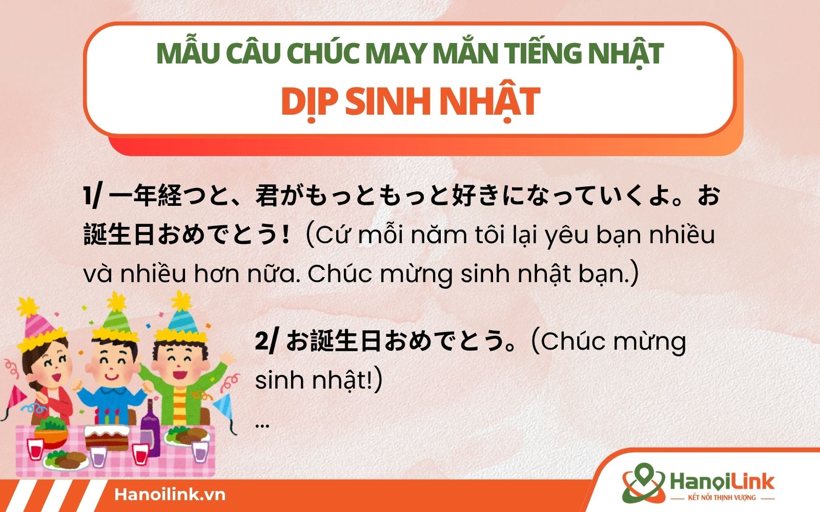 Một số cách nói chúc may mắn trong tiếng Nhật vào dịp sinh nhật
