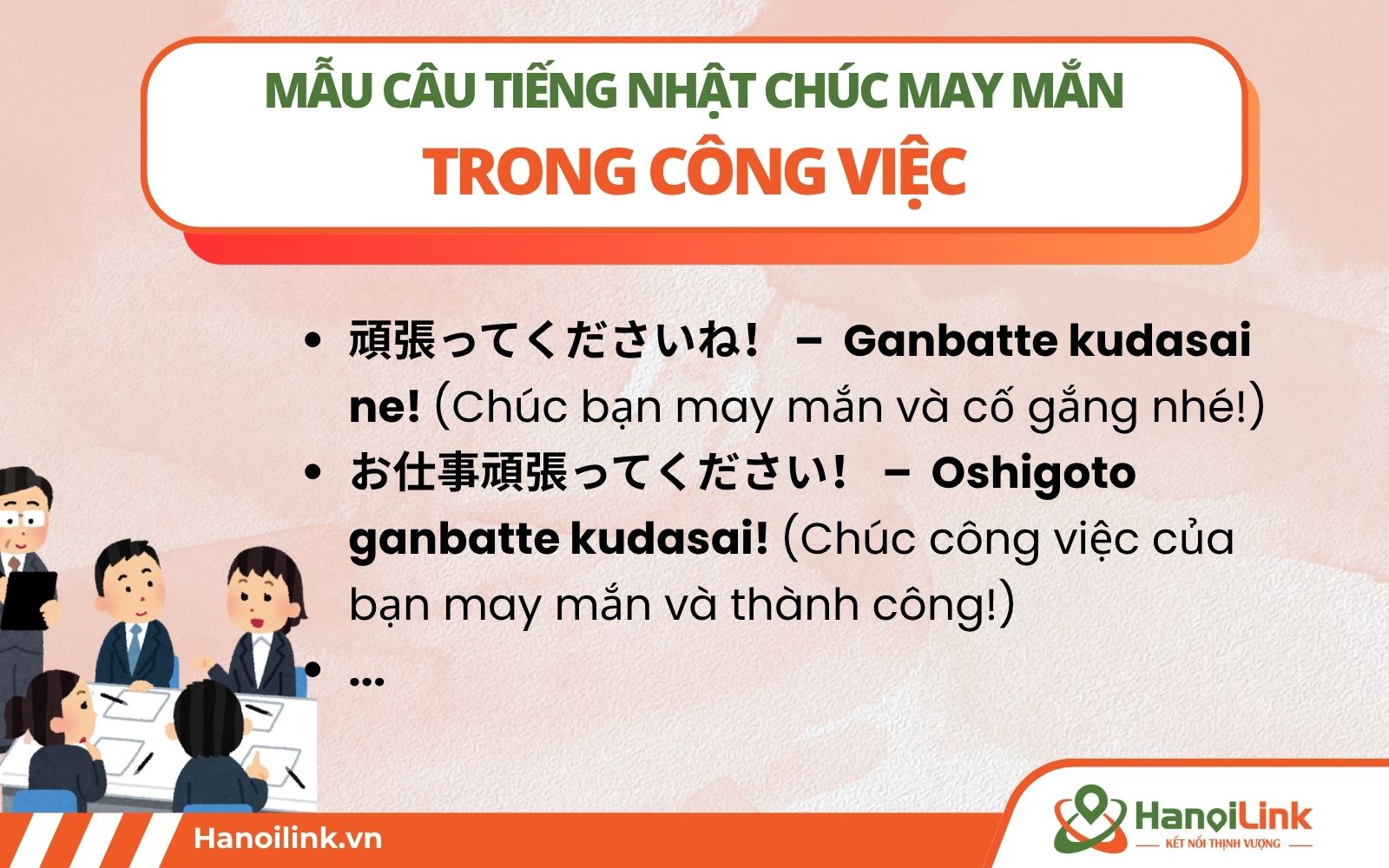 Gợi ý một vài mẫu câu chúc may mắn trong tiếng Nhật về công việc