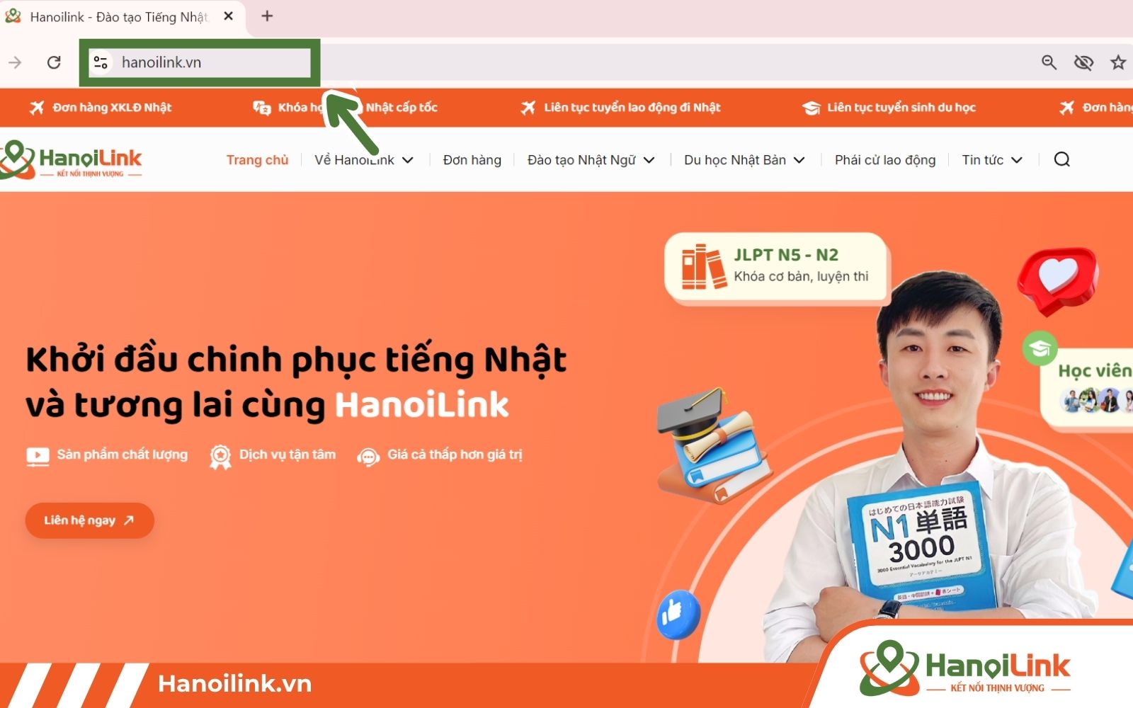 Để tra từ điển tiếng Nhật online miễn phí, trước tiên hãy truy cập website HanoiLink