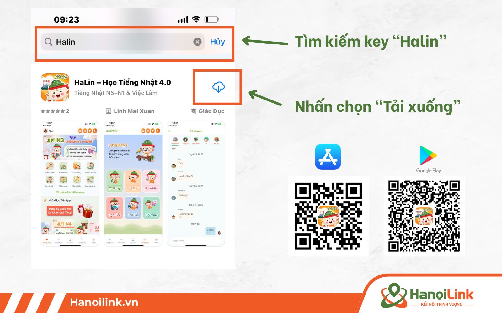 Hướng dẫn tải app HaLin trên điện thoại Android và iOS