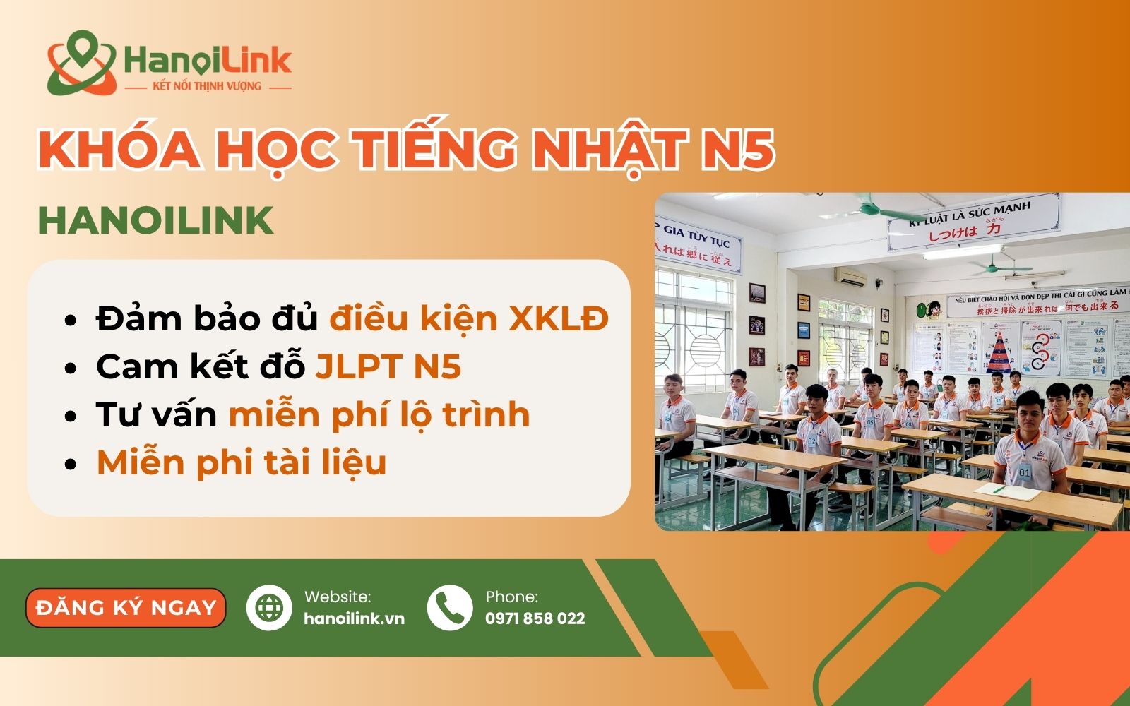 Đăng ký tham gia ngay khóa học tiếng Nhật N5 tại HanoiLink
