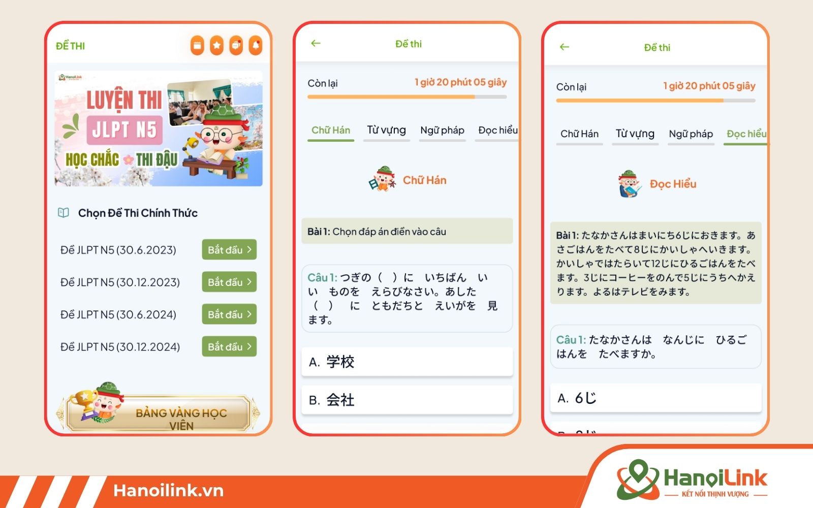 Người học có thể lựa chọn ôn tập theo từng kỹ năng như từ vựng - ngữ pháp - đọc, hiểu - nghe hiểu