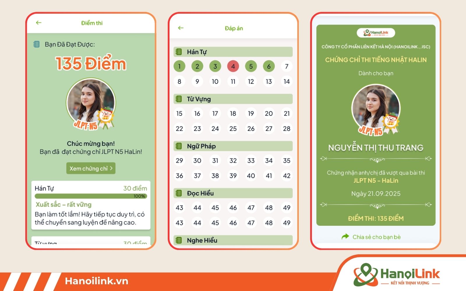 App học tiếng Nhật HaLin còn hỗ trợ cung cấp chứng chỉ cho người học sau khi hoàn tất khóa học