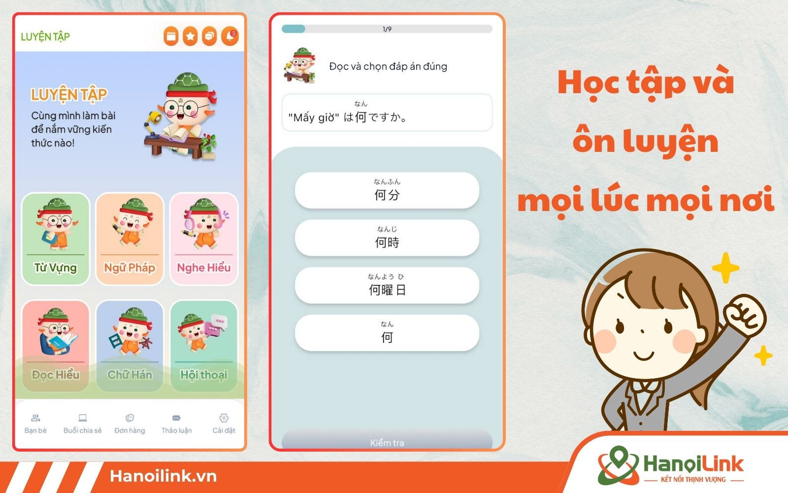 Người học có thể ôn luyện, học tập mọi lúc mọi nơi