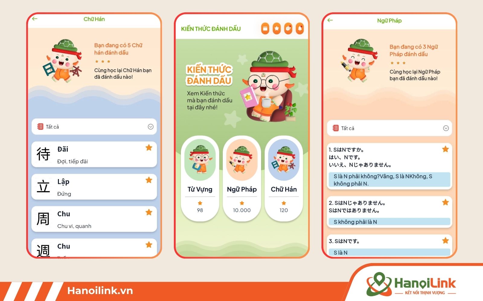 Tính năng đánh dấu kiến thức của app HaLin cho phép người dùng xem lại kiến thức quan trọng cần note lại
