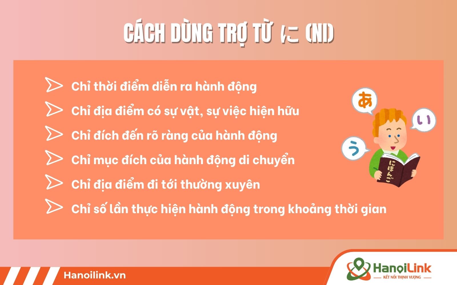 Cách dùng trợ từ trong tiếng Nhật に (ni)