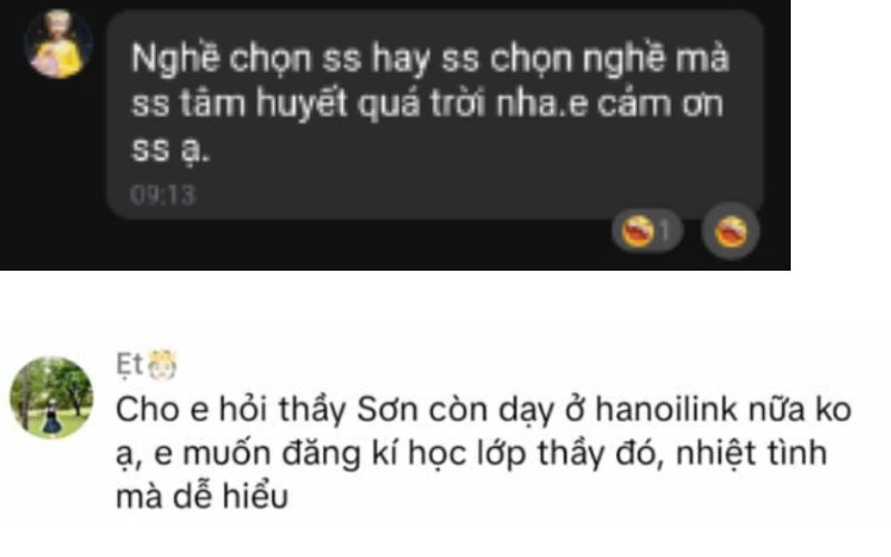 Phản hồi học viên sau khi tham gia lớp học của thầy Sơn
