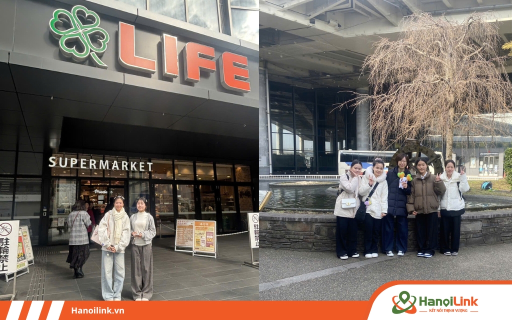Hình ảnh học viên HanoiLink tham quan siêu thị Life