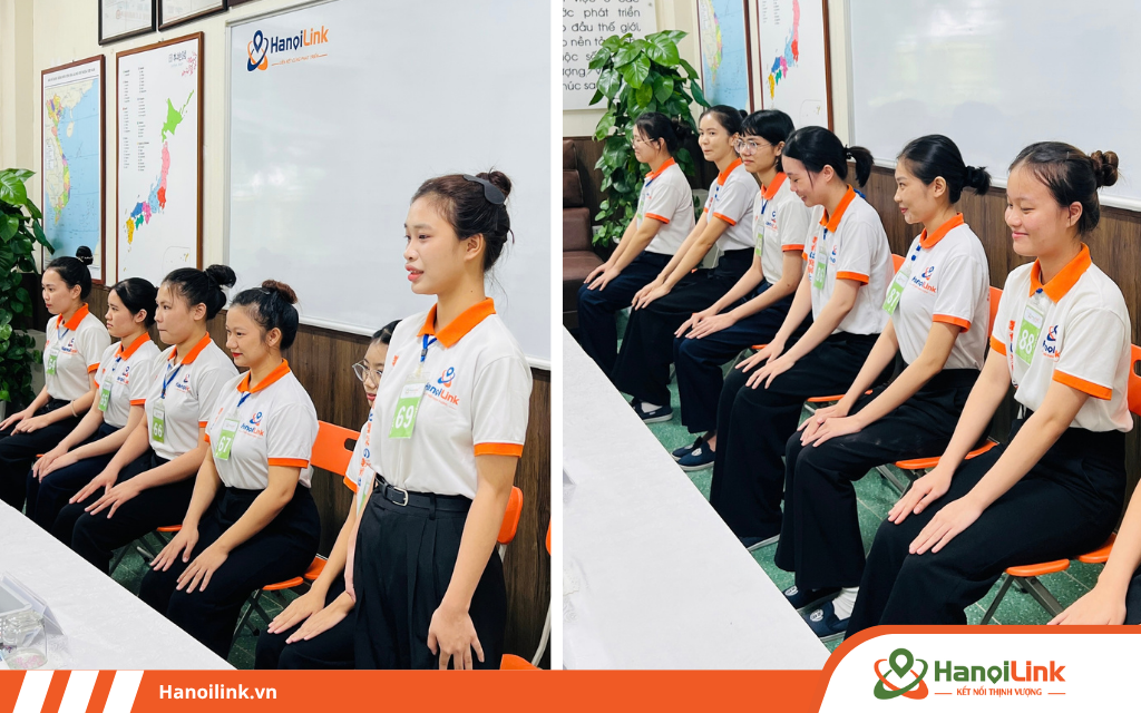 Học viên giới thiệu bản thân bằng tiếng Nhật trong phòng phỏng vấn